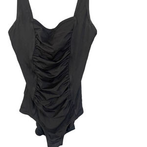 Speedo‎ Endurance + Swimsuit Womens Size 8 Black Rouched One Piece